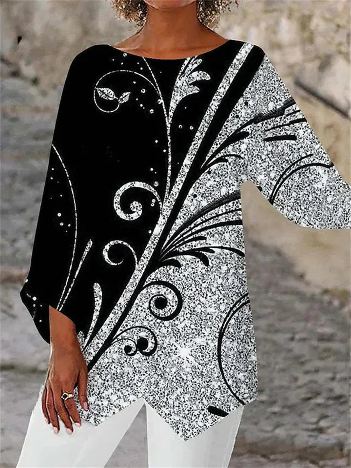 Sienna Rose | Chemisier imprimé à manches longues et col rond