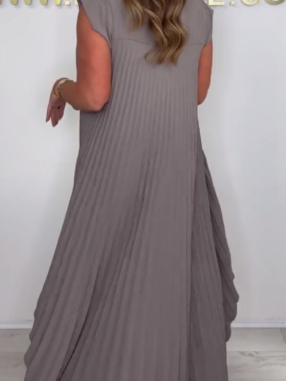 Ensemble haut plissé asymétrique + pantalon large élastique