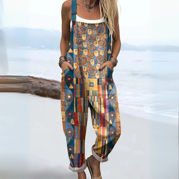 Robe portefeuille sans manches pour femme en coton, avec imprimé artistique à motifs géométriques abstraits et poches