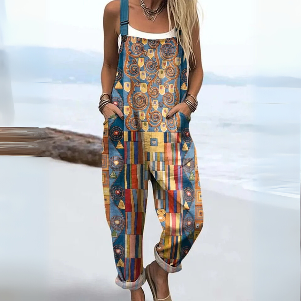 Robe portefeuille sans manches pour femme en coton, avec imprimé artistique à motifs géométriques abstraits et poches