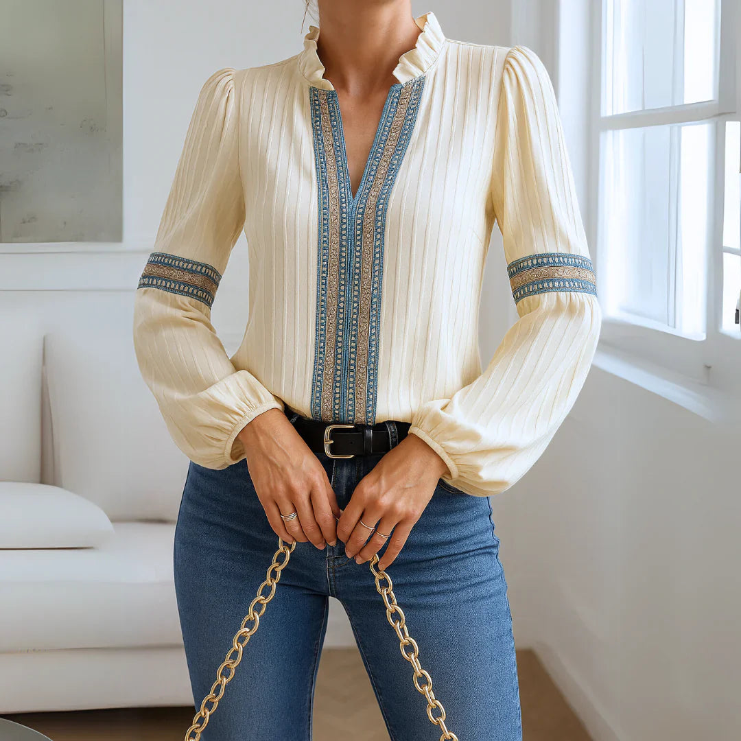 Petra™ | Blouse en Dentelle à Col en V