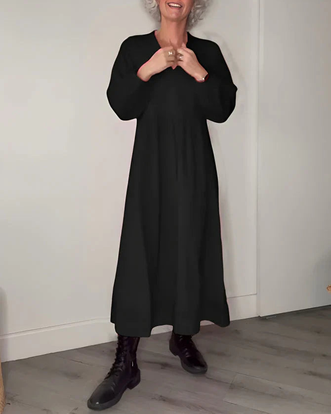 Emma | Robe longue amincissante avec col en V