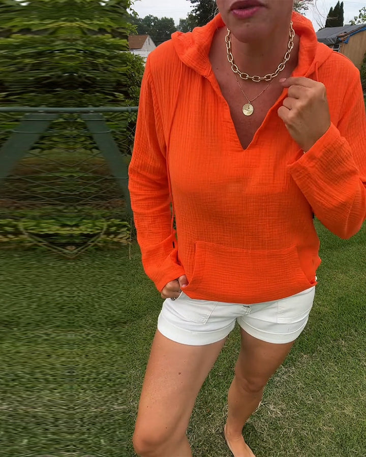 Blouse Unie Avec Poche Mode