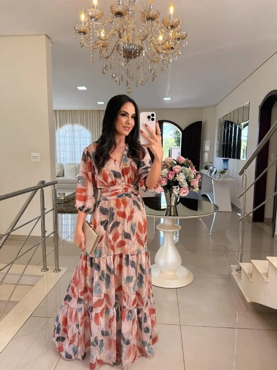 CLAUDIA | Robe Longue Fleurie à Coupe Confortable pour Journées Élégantes