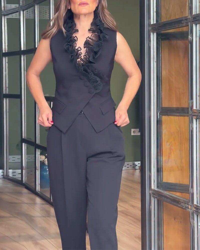 Gilet – Coupe ajustée avec volants