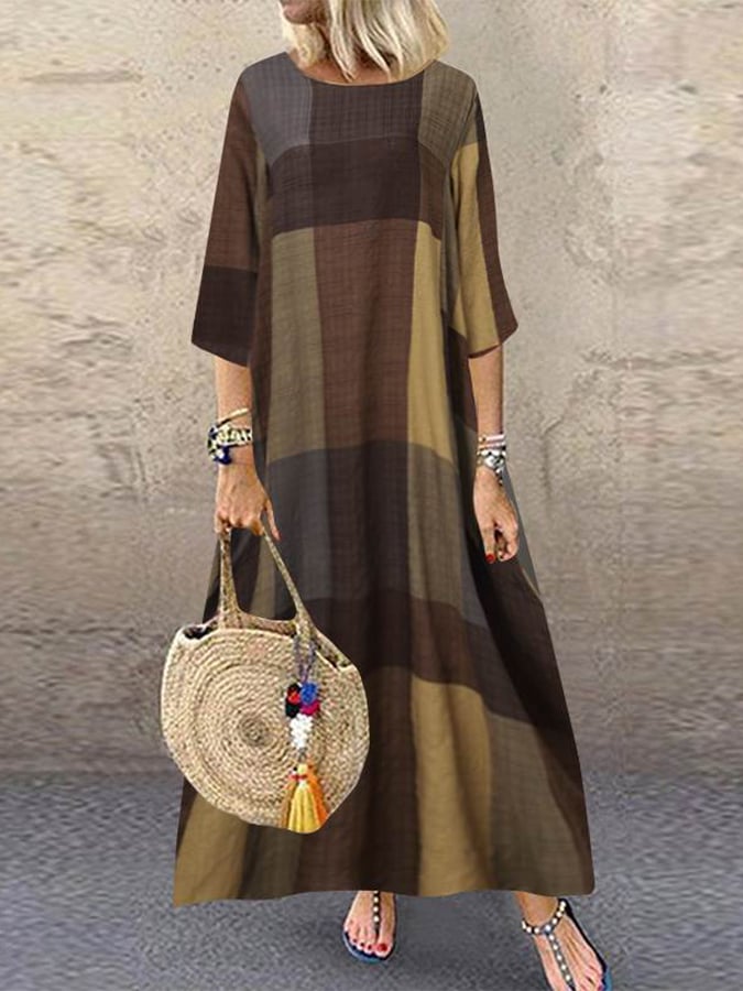 Viola – Robe Longue à Carreaux Douce