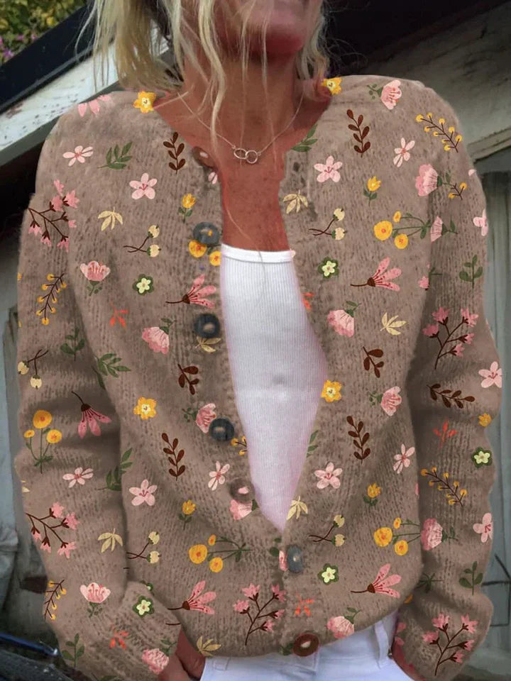Cardigan à Motif Floral