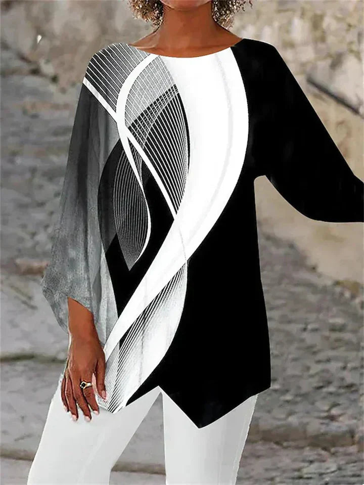 Sienna Rose | Chemisier imprimé à manches longues et col rond