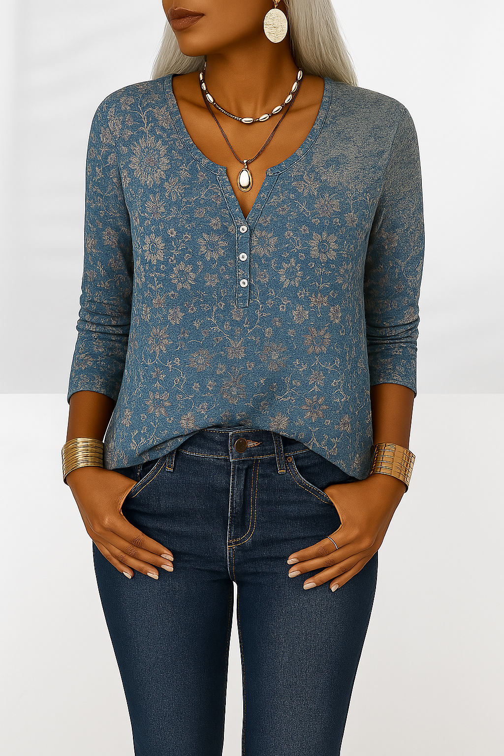 ALINA™ | Blouse bohème à motifs floraux et manches longues