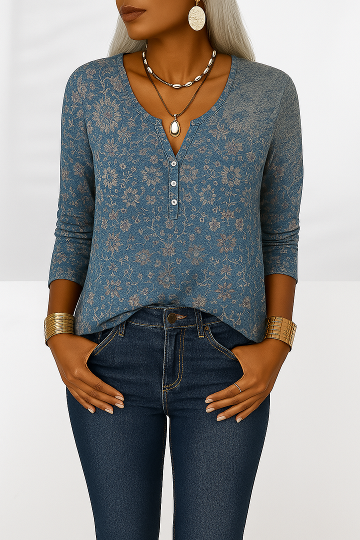 ALINA™ | Blouse bohème à motifs floraux et manches longues