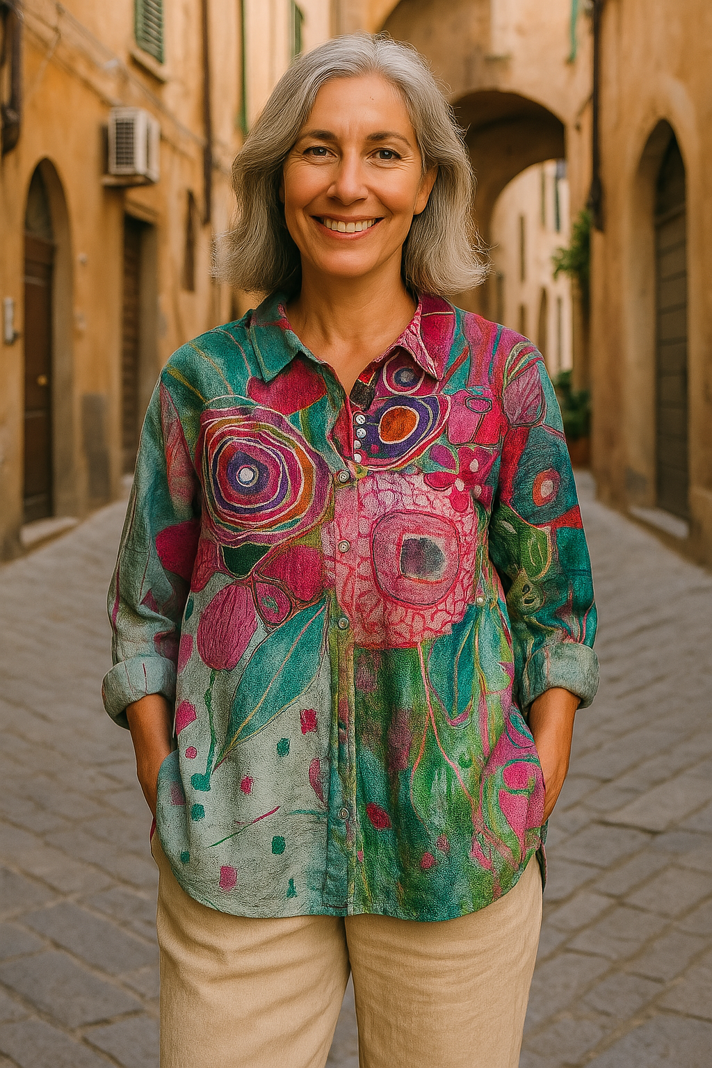 Luiza - Blouse florale artisanale