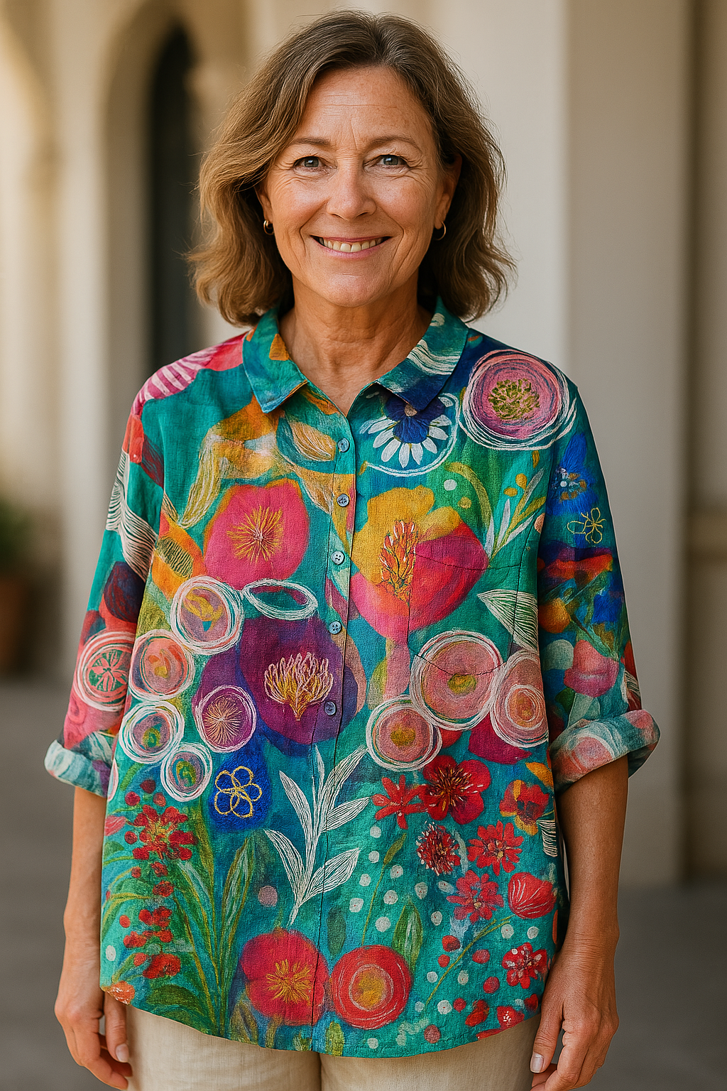 Luiza - Blouse florale artisanale