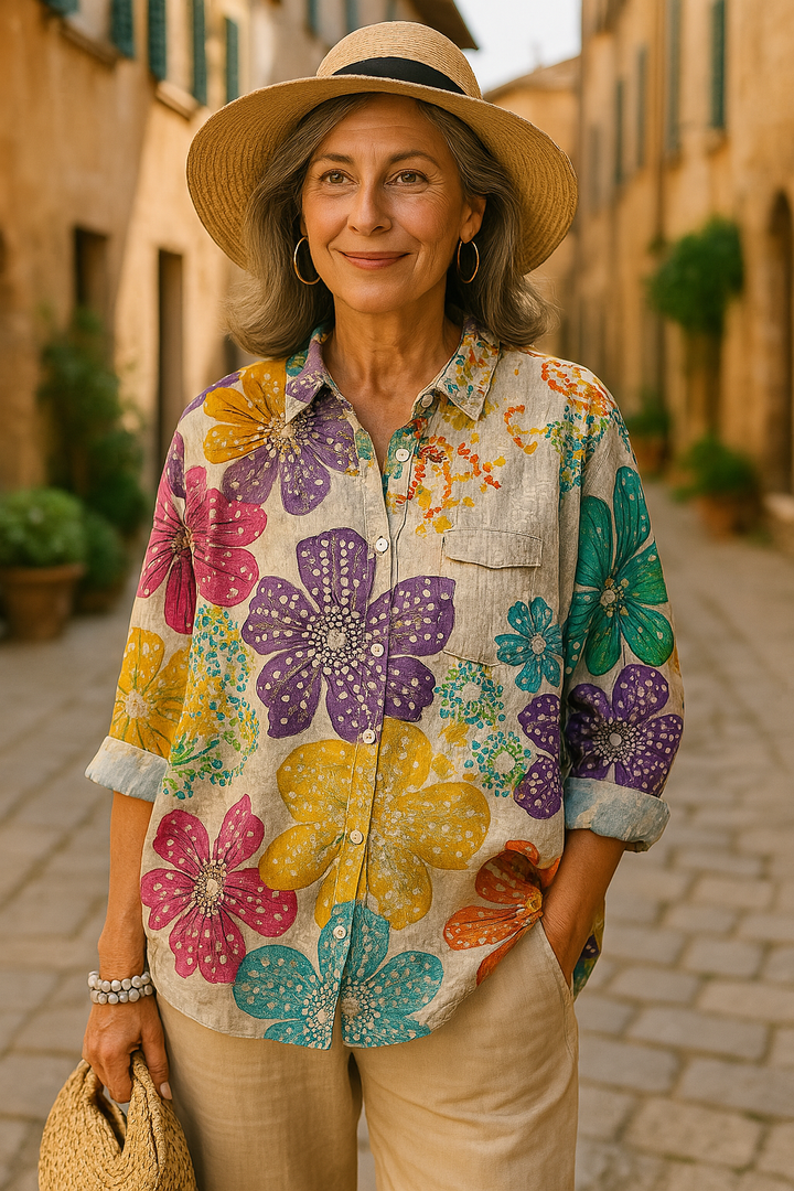 Luiza - Blouse florale artisanale