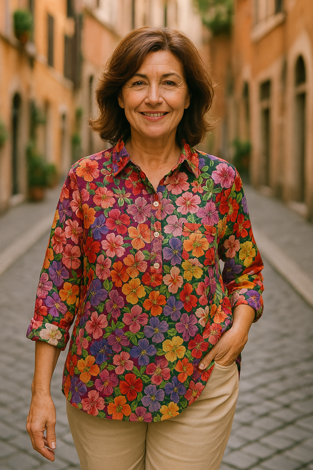 Luiza - Blouse florale artisanale