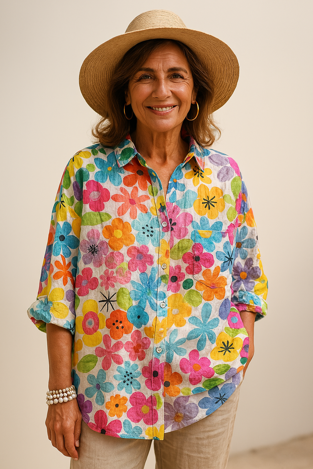 Luiza - Blouse florale artisanale