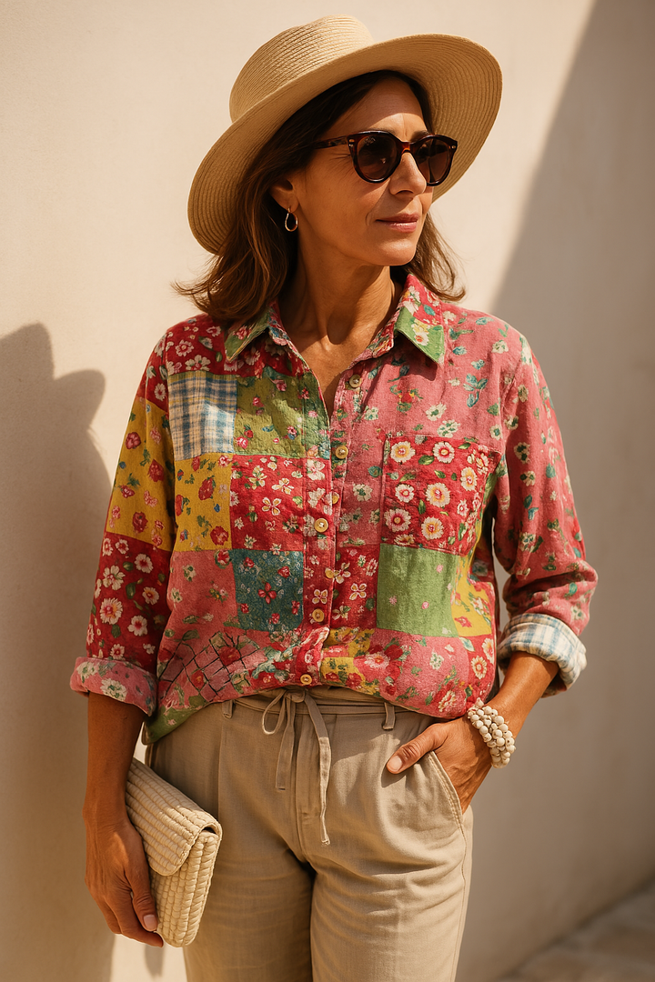 Luiza - Blouse florale artisanale