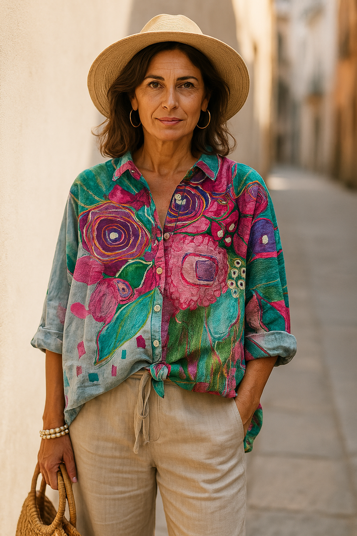 Luiza - Blouse florale artisanale