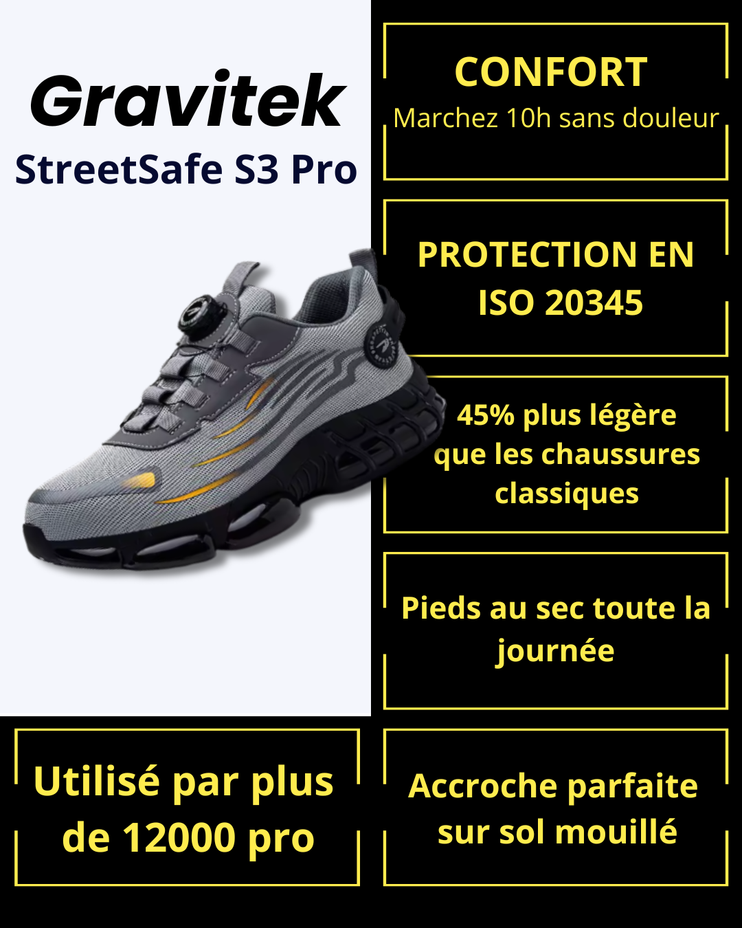 StreetGuard S3 Pro – chaussure de sécurité au confort sneaker