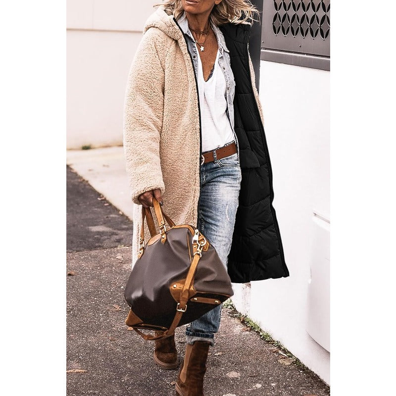 Anaïs | Manteau Long Réversible, Doublé de Fourrure