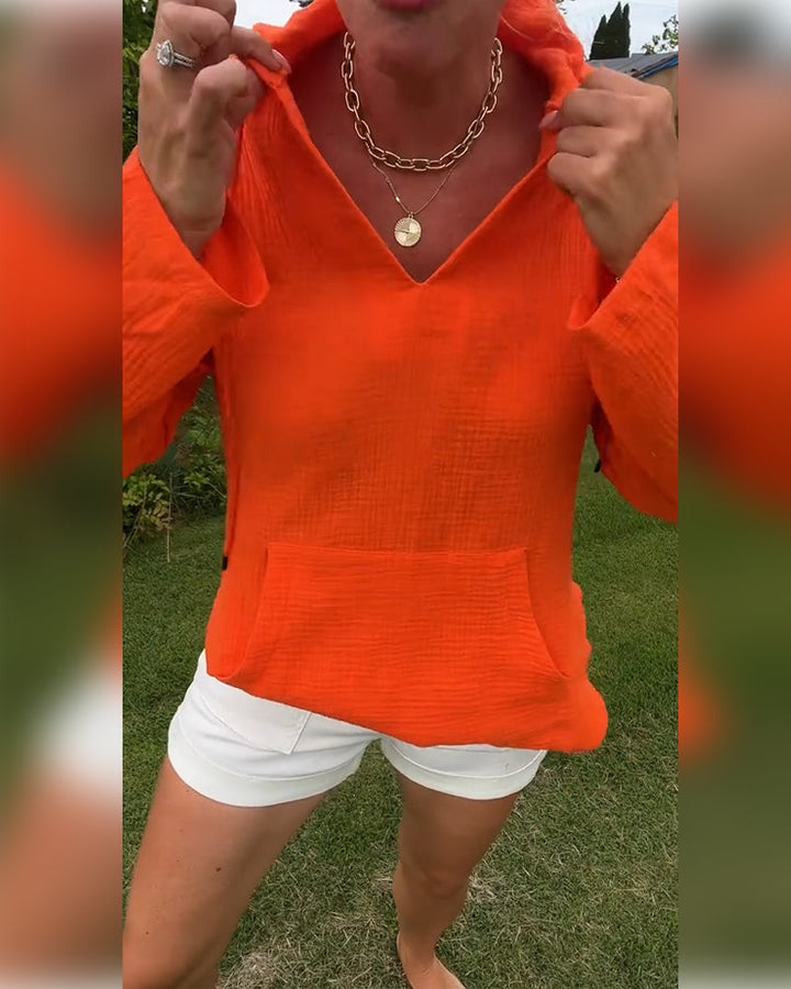 Blouse Unie Avec Poche Mode