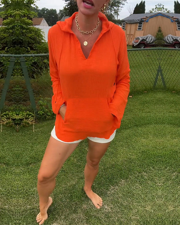 Blouse Unie Avec Poche Mode