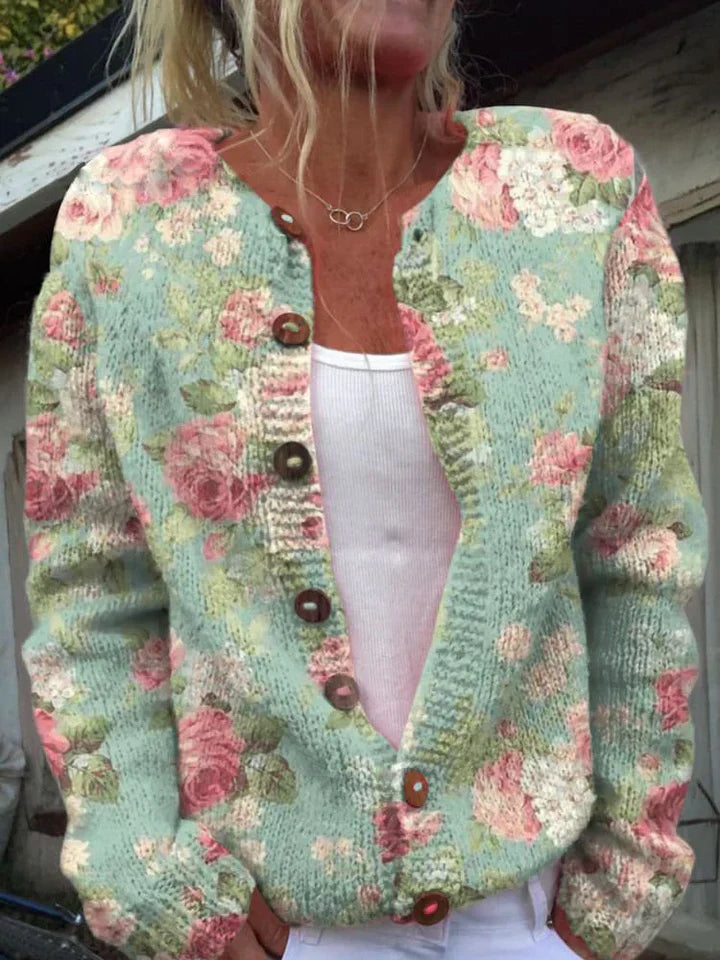 Cardigan à Motif Floral